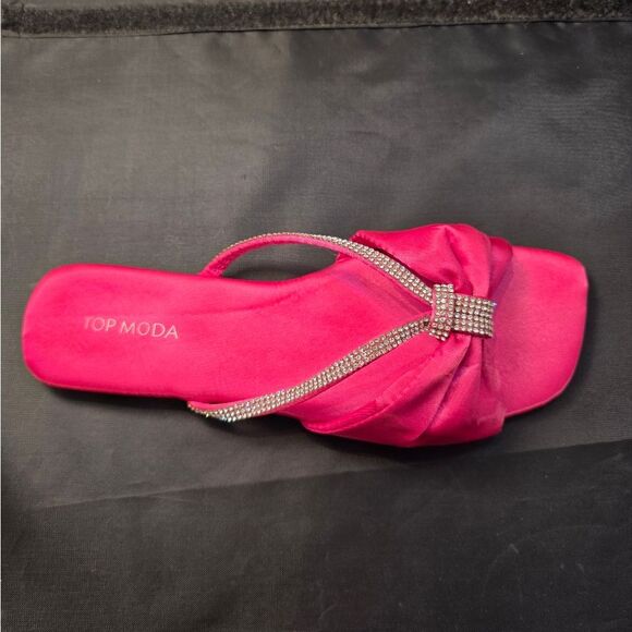 BRABD NEW TOP MODA BOWNOT RHINESTONE SATIN SQUARE TOE SANDAL G1 - Picture 15 of 16